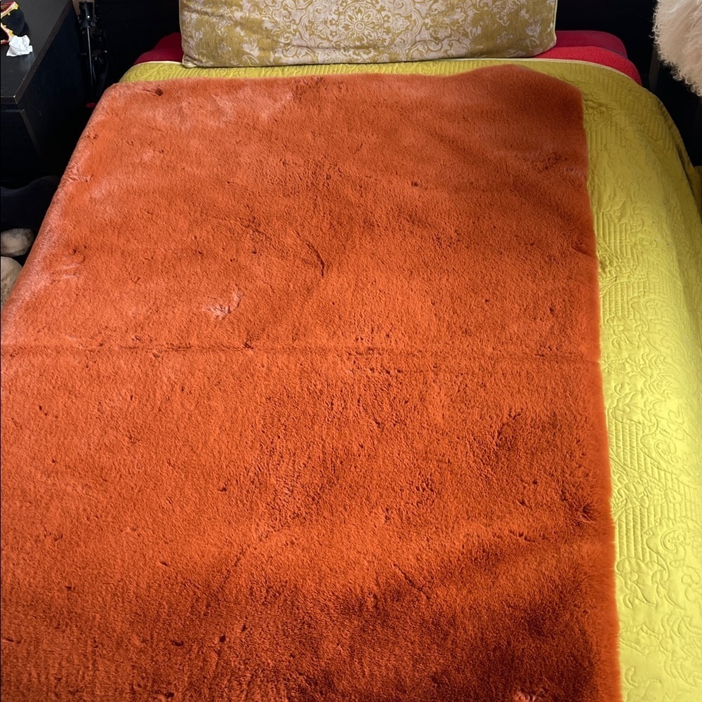 Faux fur carpet or throw copper tone NWT purchased it for our couch never used